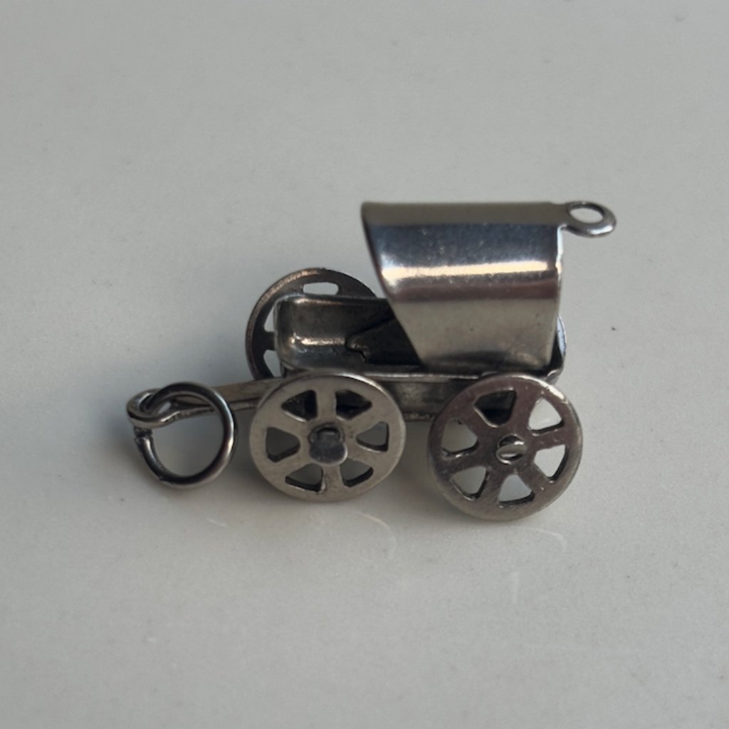 Vintage Baby Carriage 925 Sterling Silver Marked PB Sterling 16$